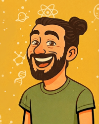Joe, host with beard and man bun laughing